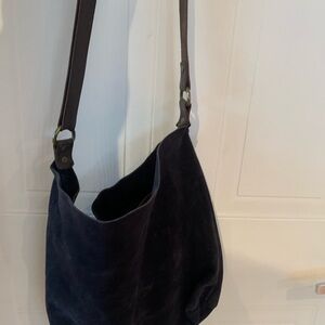 Elegant Navy Suede Shoulder Bag